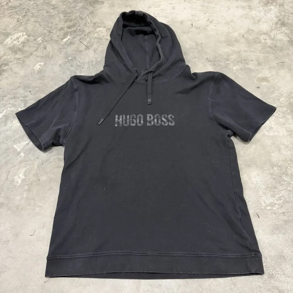 BOSS Hugo Boss Shirt Mens Small Black Fashion T Shirt Hood Cotton Pullover
